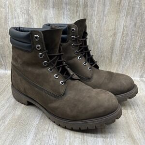 Timberland Mens 12 Brown Nubuck Leather Waterproof Work Boots Style